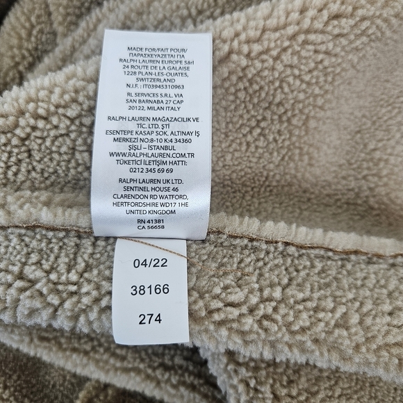 Lauren Ralph Lauren Faux Suede Jacket with Faux Shearling Trim Cognac XL - Picture 9 of 11